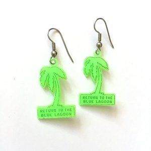 Vintage Blue Lagoon Neon Green Earrings